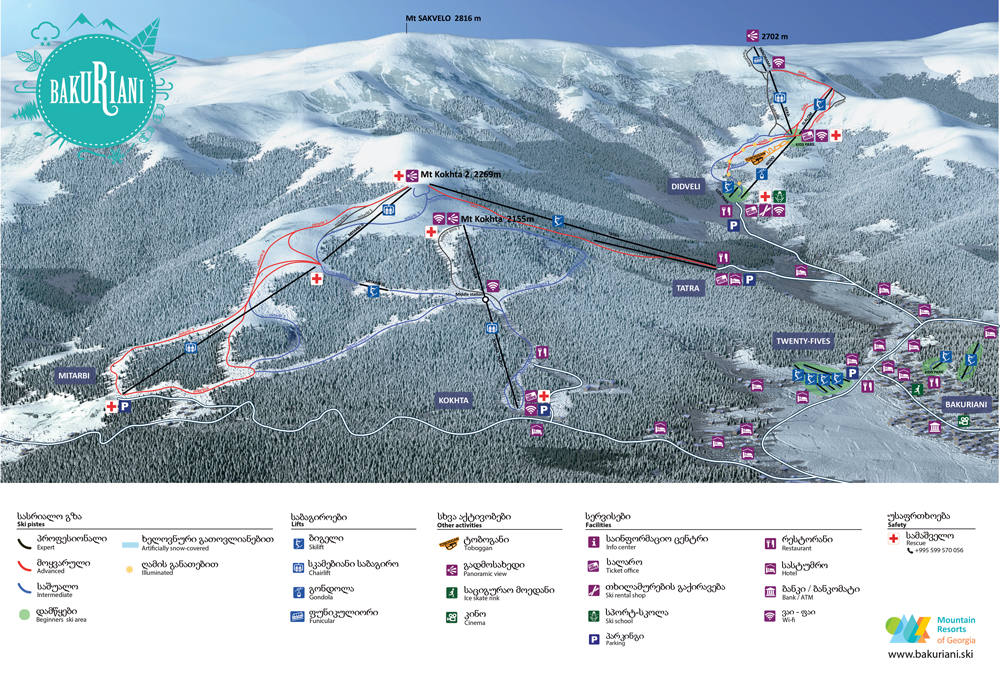 Карта трасс в Бакуриани
